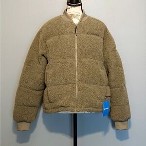 Columbia, womens bomber jacket in olive green. NWT, Size L